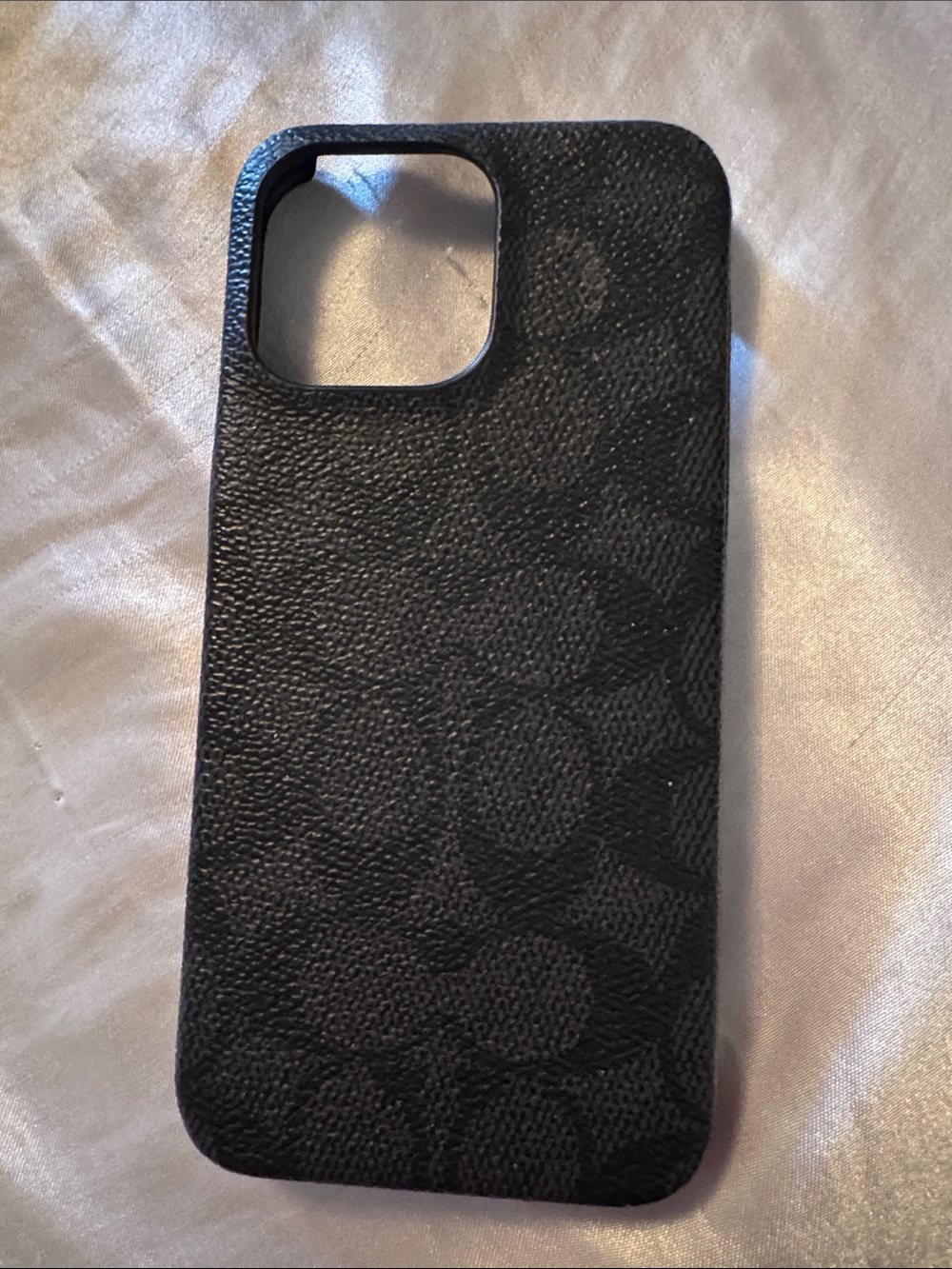 COACH Black Leather-Textured iPhone Case